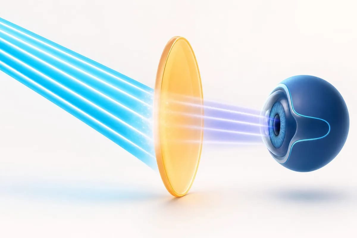 Esquema de las capas de la retina y del recorrido de la luz hasta los fotorreceptores